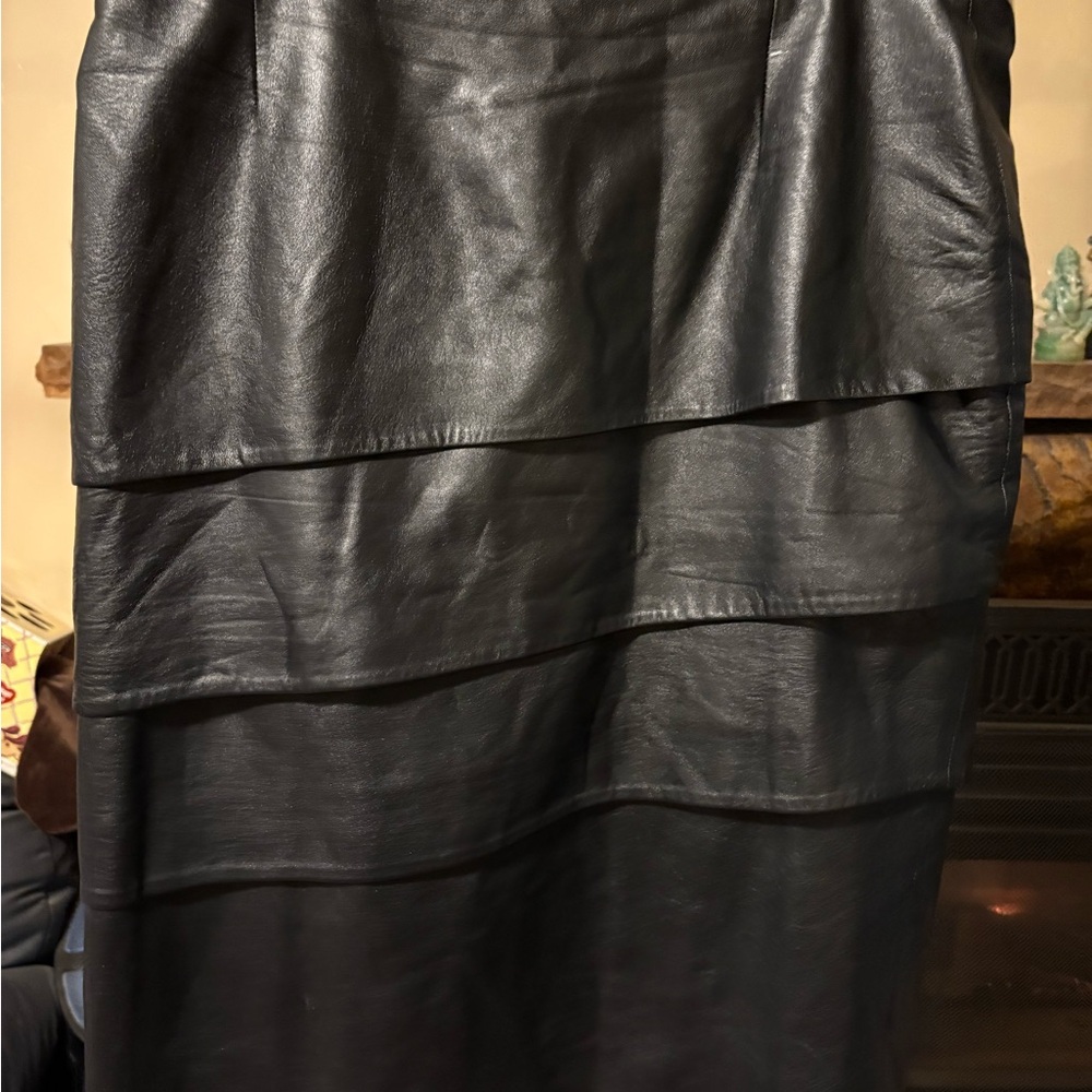 Classic Black Layered Faux Leather Skirt